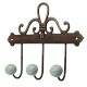 Sage Green White Strip Ceramic Iron Hooks
